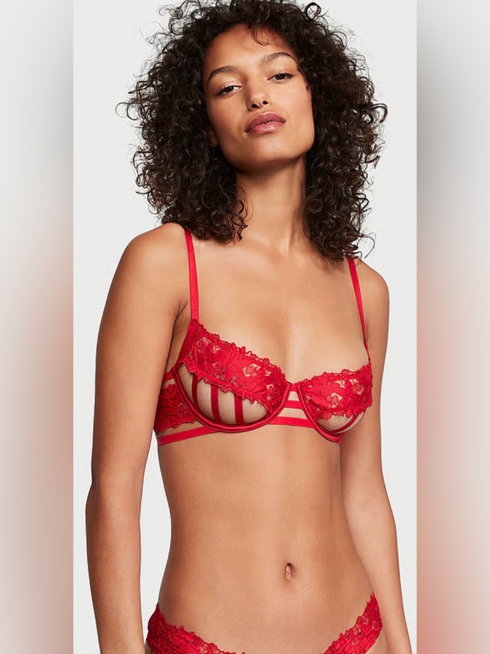 Victoria's Secret Satin Ziggy Glam Floral Embroidery Strappy Open-Cup Bra
